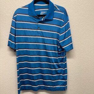 Nike Golf Tour Performance Dri-FIT Polo Shirt Mens Large Striped Red Blue LG